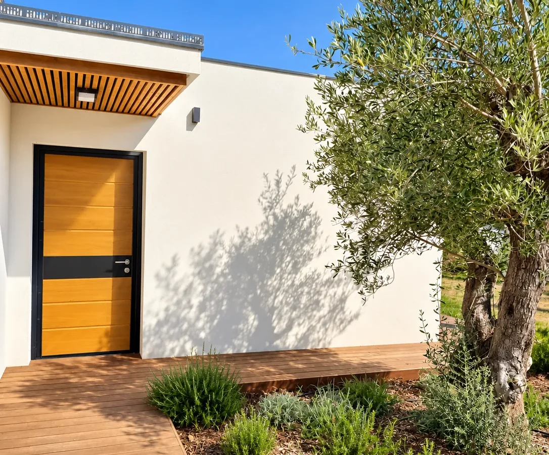 Private entrance to the annexe, shaded by an olive tree – L’Annexe du Domaine de la Subérine