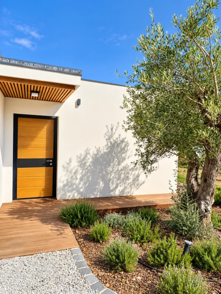 Private entrance to the annexe, shaded by an olive tree – L’Annexe du Domaine de la Subérine
