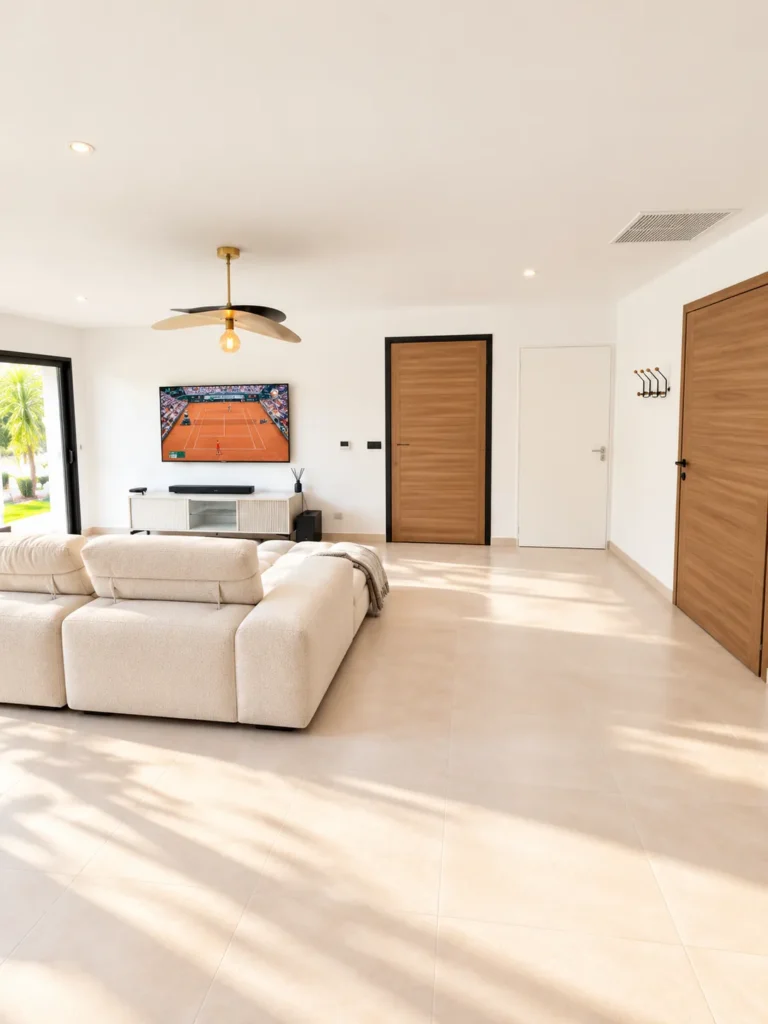 Lounge area with a large-screen TV – L’Annexe du Domaine de la Subérine