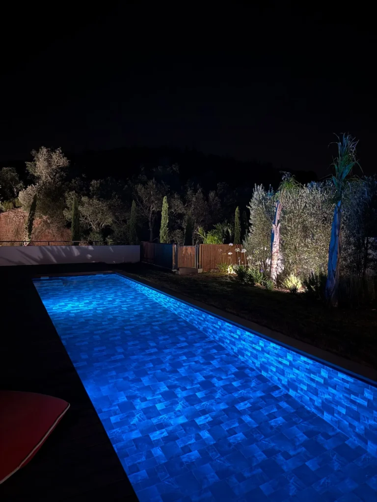 The pool in the evening – Le Domaine de la Subérine