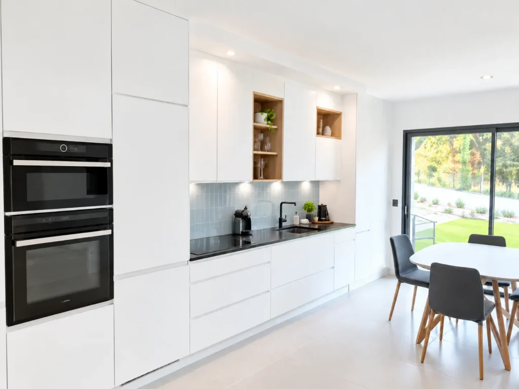 Fully equipped kitchen with oven, microwave and worktop – L’Annexe du Domaine de la Subérine
