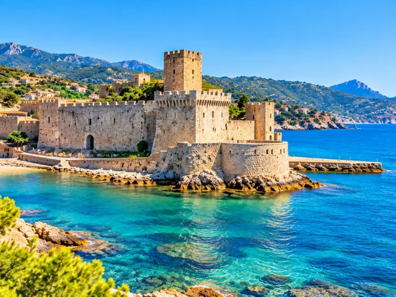 Forteresse au bord d’une crique méditerranéenne (visuel d’ambiance)