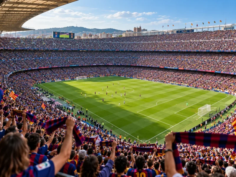 Stade de football rempli de supporters (visuel d’ambiance)