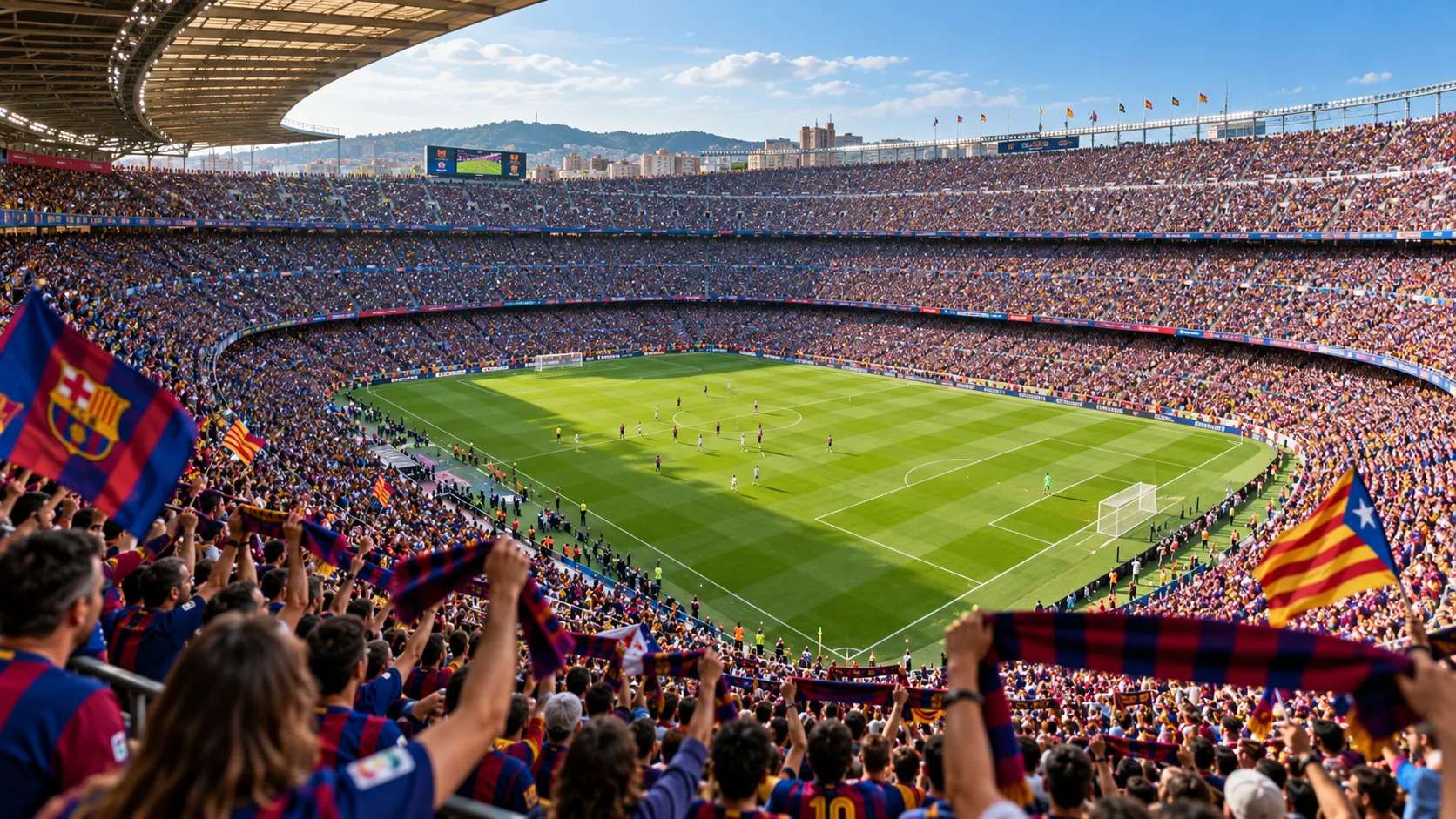 Football stadium full of supporters (mood illustration)