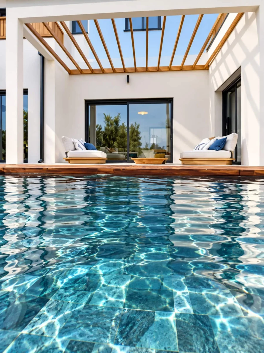 Le Domaine de la Subérine: the pool and its pergola